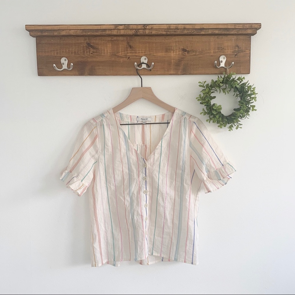 Madewell | Village Ruffle Shirt in Rainbow Stripe